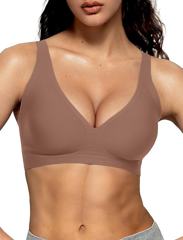 Vertvie Womens Wireless Seamless Bras Deep V No Underwire Push Up Bras Supportive Full Coverage B... | Amazon (US)