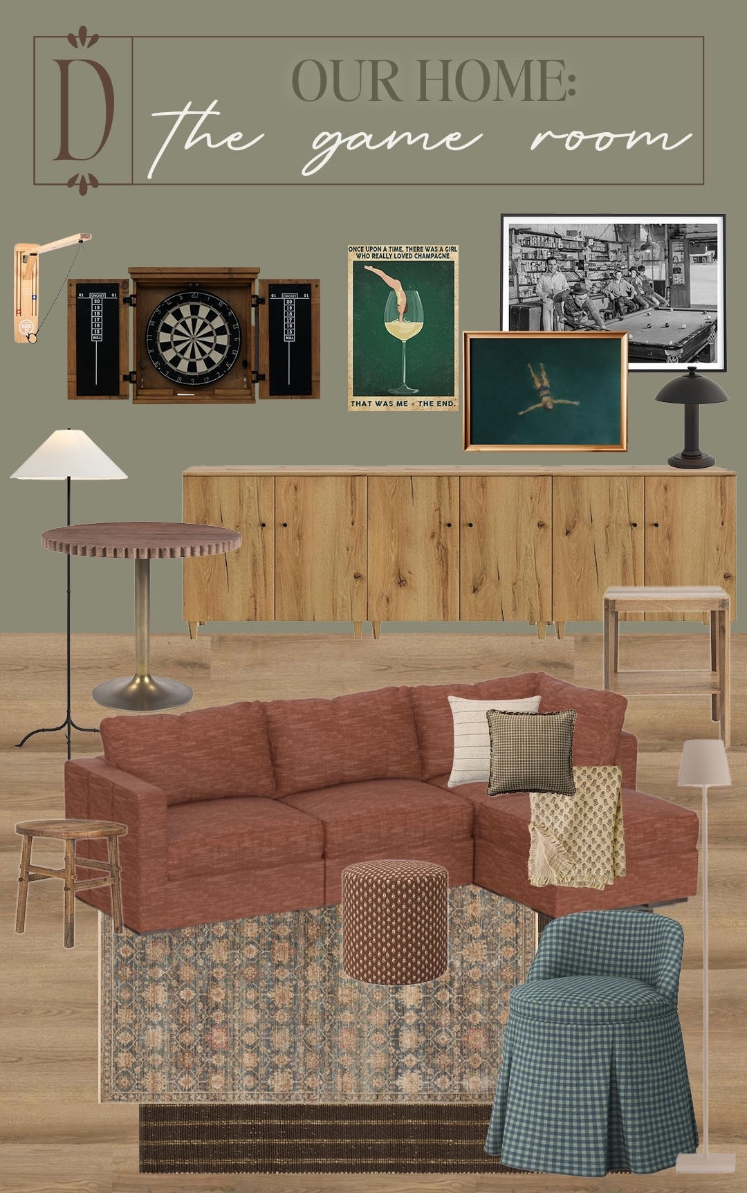 The mood board for the game room
 Can’t wait to make this a moody retreat full of layered patterns and rich colors. 🤩 
