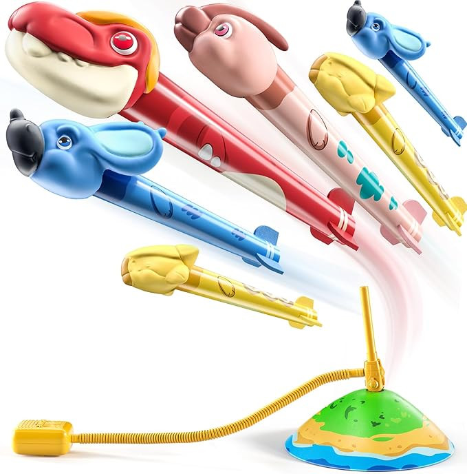 TEMI Dinosaur Rocket Launcher for Kids - 6 Dino Rockets - Launch up to 100 ft, Fun Outdoor or Ind... | Amazon (US)