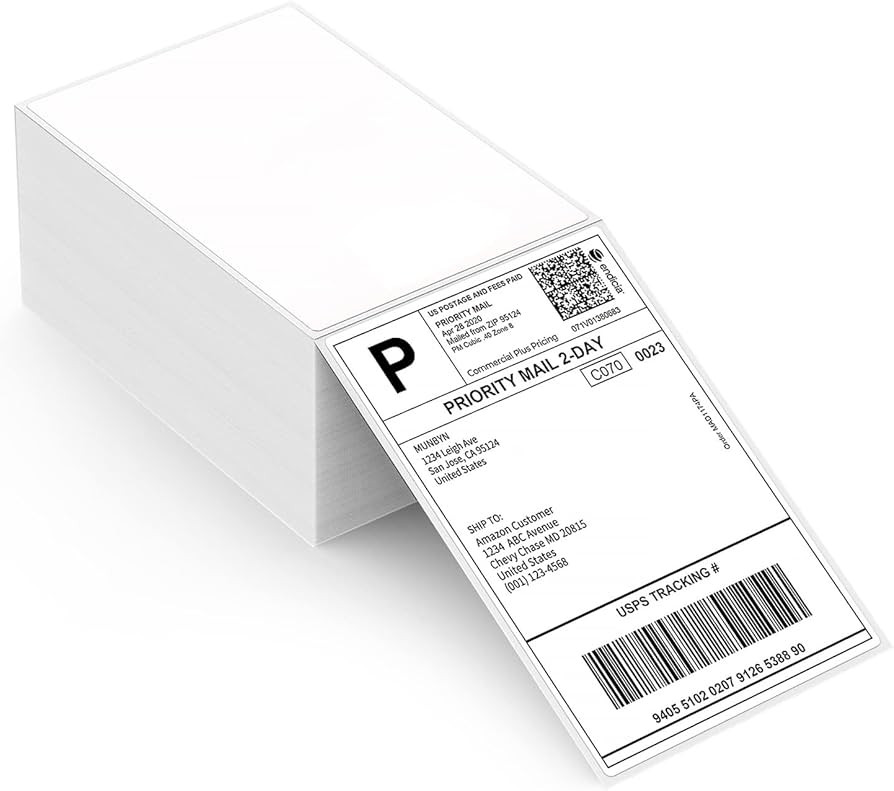 MUNBYN Thermal Direct Shipping Label (Pack of 500 4x6 Per Fanfold Labels) - Commercial Grade | Amazon (US)