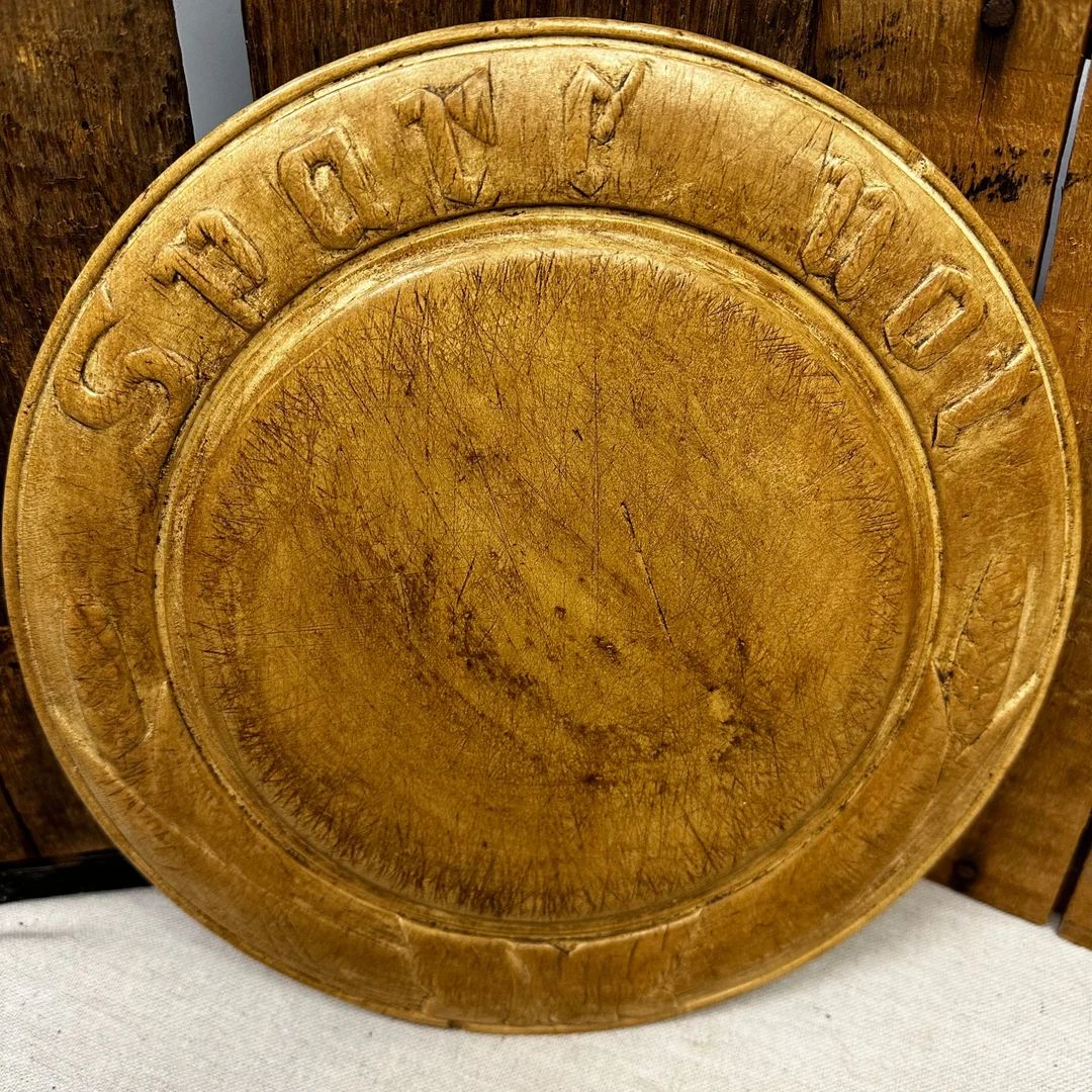 Antique Spare Not Carved Wooden Round Bread Board Wheat 1081 | Etsy (US)