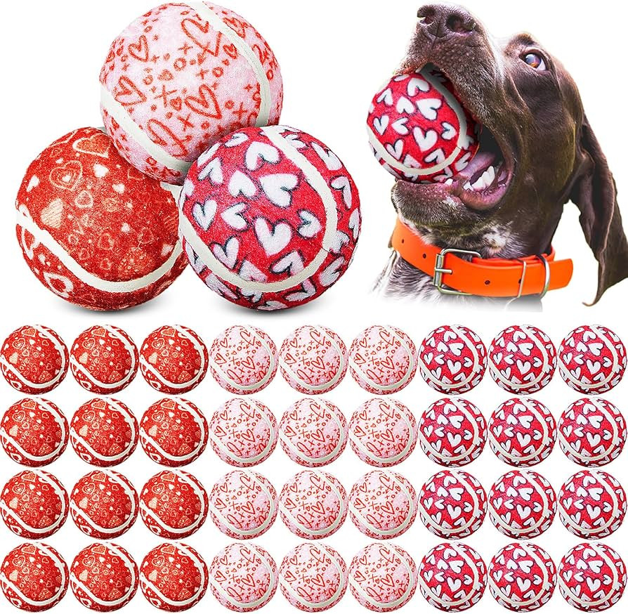 Libima 36 Pcs Valentine's Day Dog Tennis Balls 2.5 Inches Toy Ball for Small Medium Large Dogs Du... | Amazon (US)