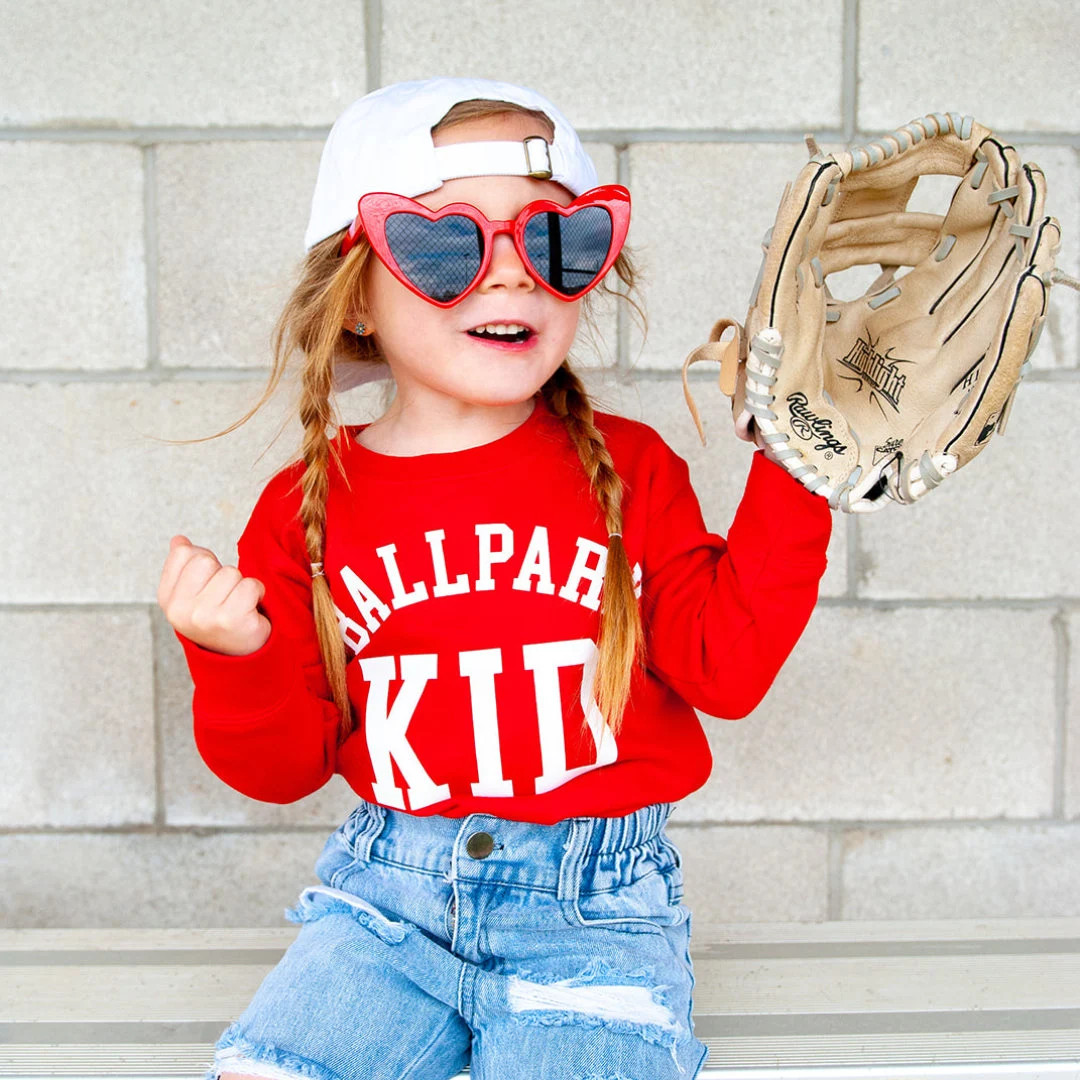 Ballpark Kid Baseball Detail on Sleeve Child Sweater Kids Baseball Sweater Baseball Graphic Tee K... | Etsy (US)