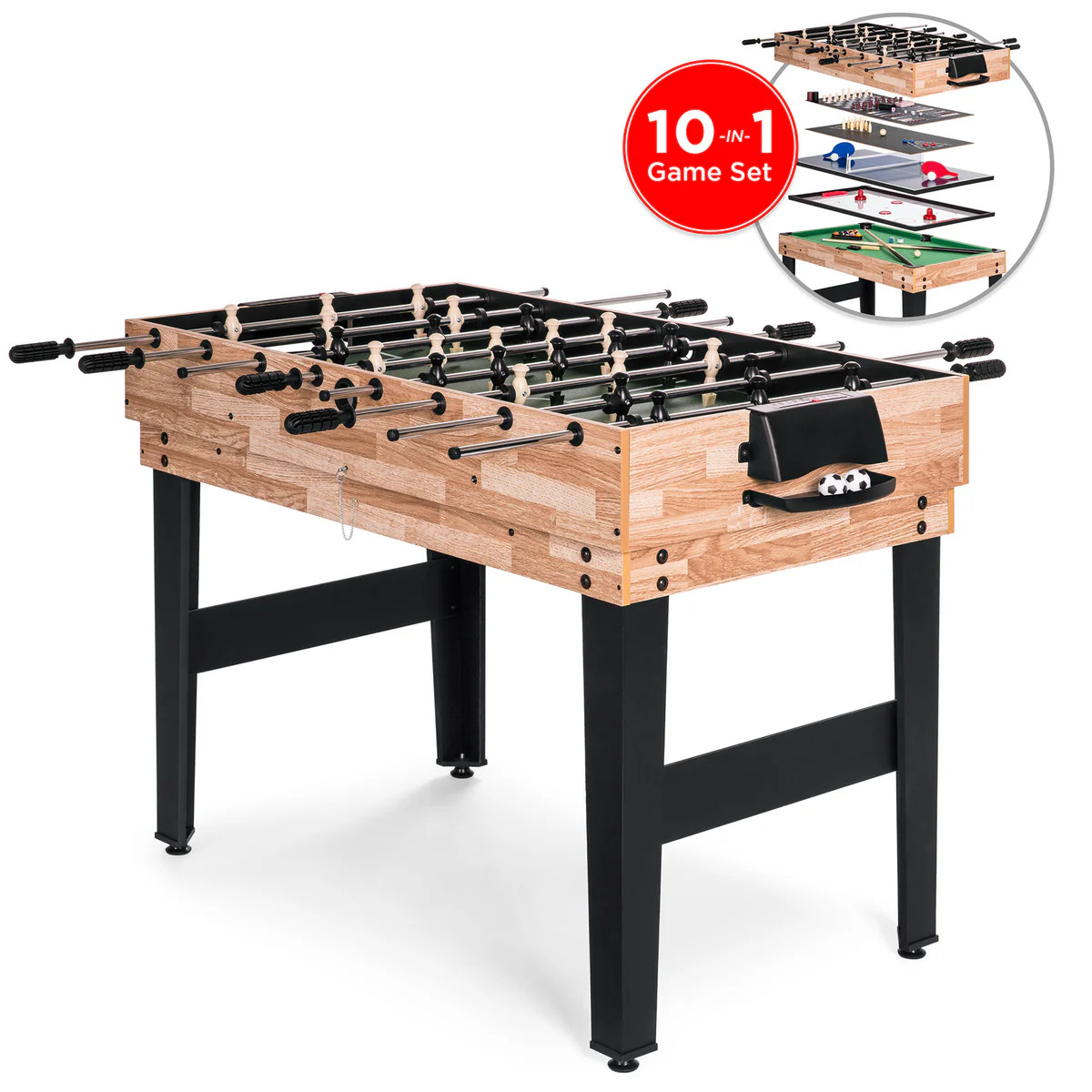 2x4ft 10-in-1 Combo Game Table Set w/ Billiards, Foosball, Ping Pong, & More | Best Choice Products 