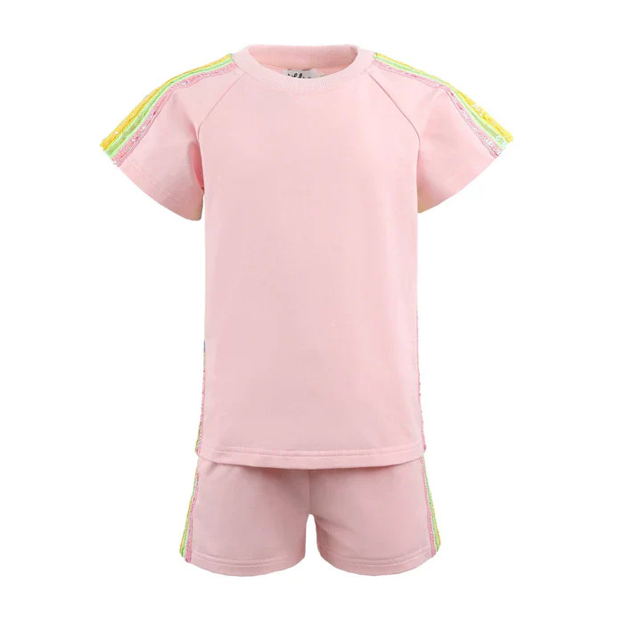 Lola and the Boys Pink Rainbow Stripe Short Set | JoJo Mommy