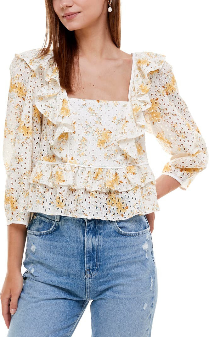 Asher Eyelet Embroidered Peplum Crop Top | Nordstrom
