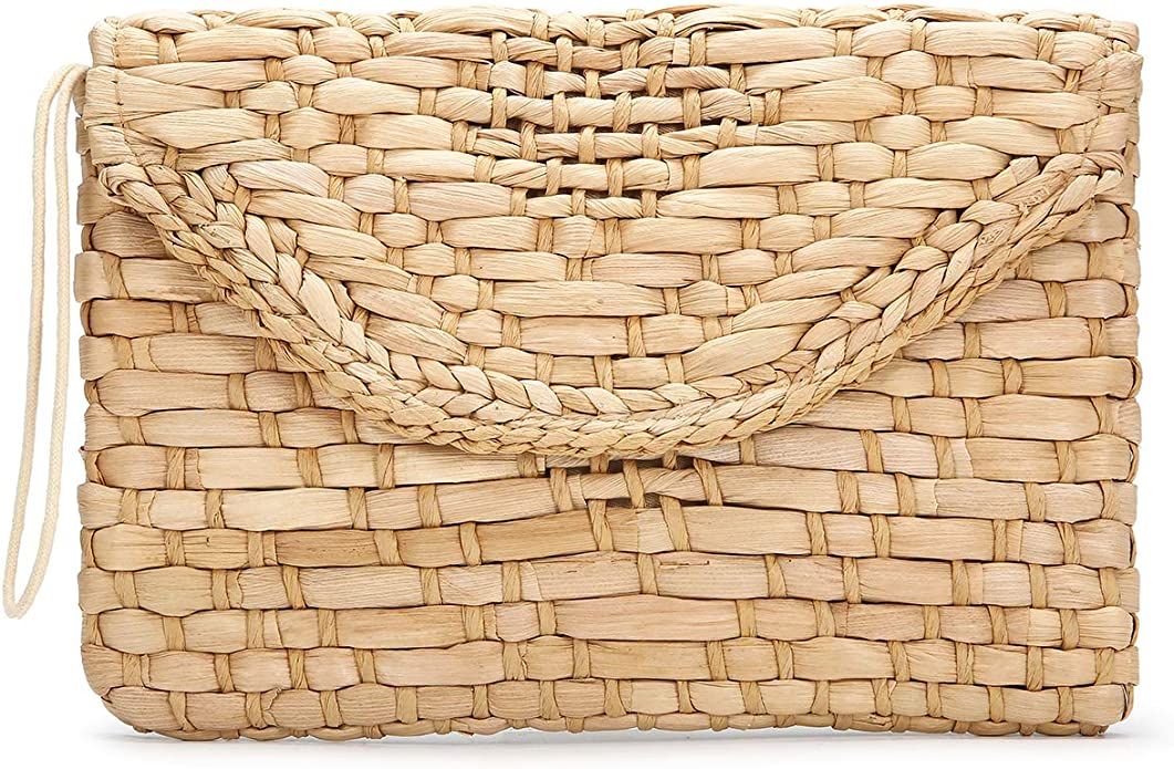 Straw Clutch Purse, JOSEKO Women Straw Envelope Bag Wallet Summer Beach Handbag Beach Clutch Purs... | Amazon (US)