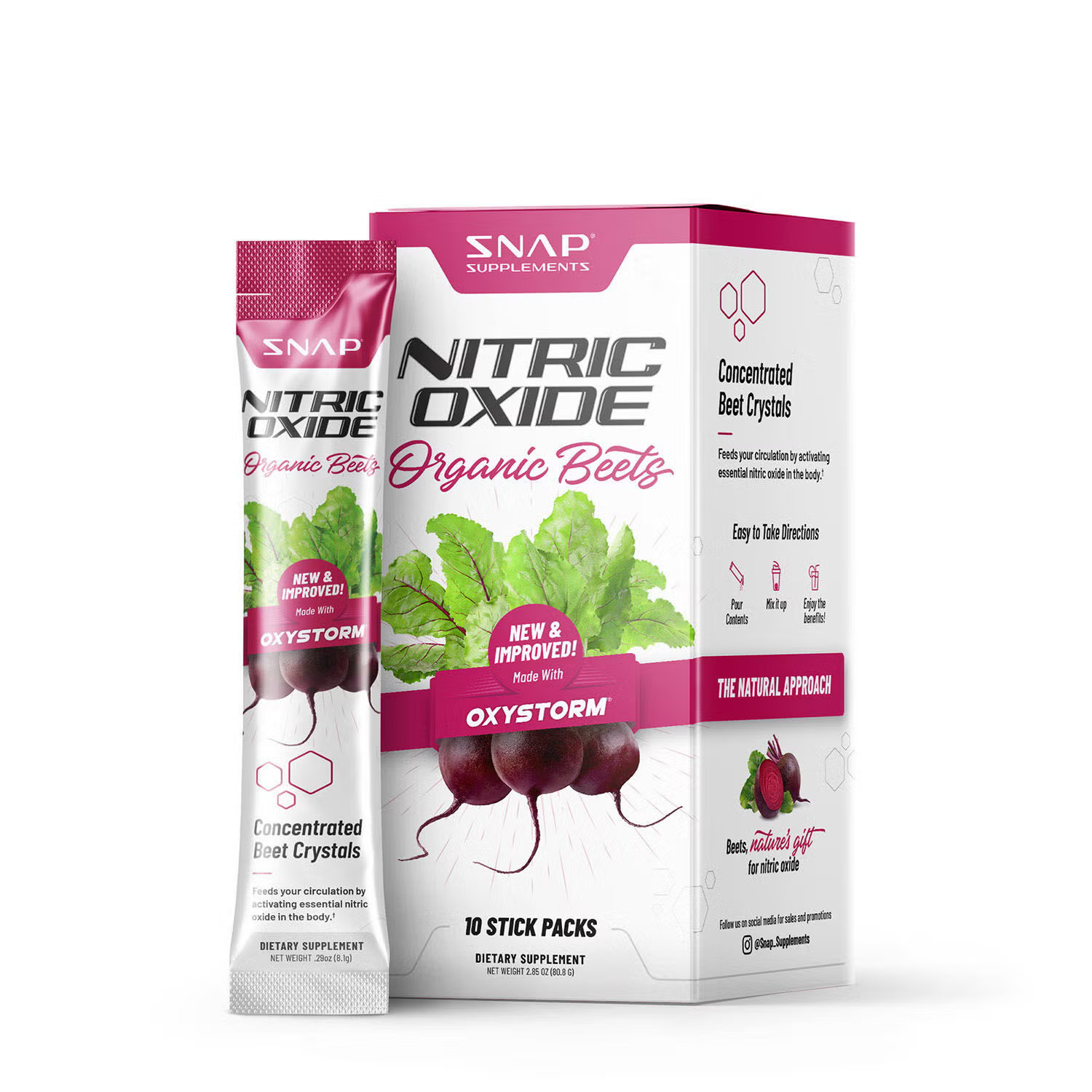 SNAP Supplements Nitric Oxide Organic Beets Stick Packs Vegan - 10 Stick Packs (10 Servings) | GNC