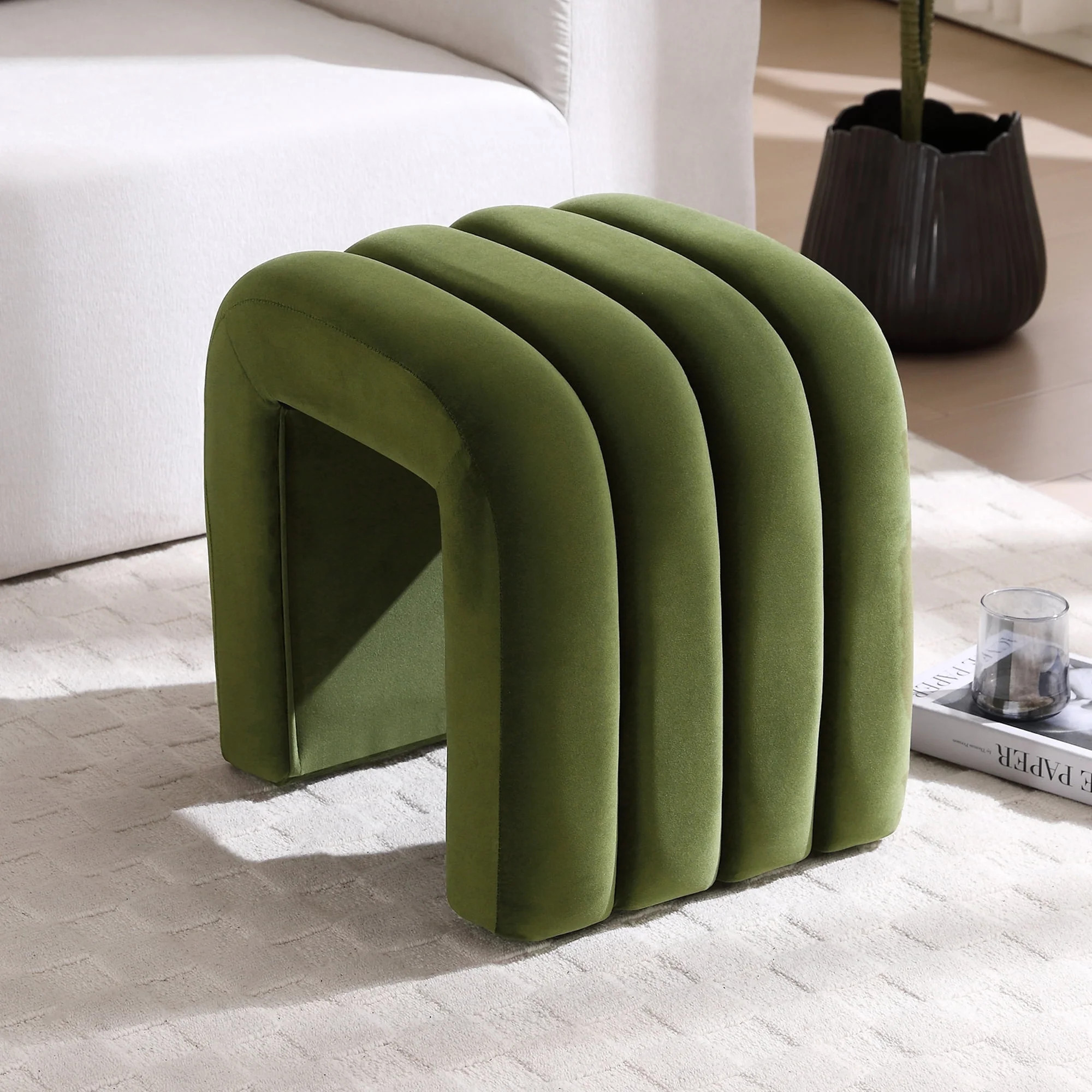 Zesthouse Multi-Functional Ottoman Stool, Tufted Velvet Foot Stools Ottoman for Couch, Modern Van... | Walmart (US)
