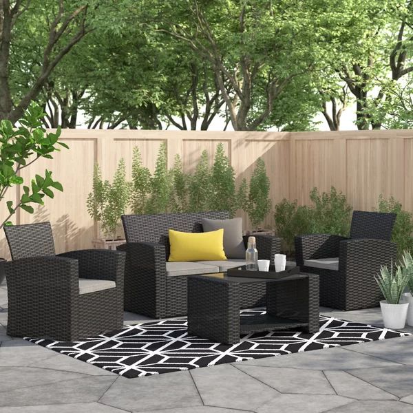 Charmain Wicker/Rattan 4 - Person Seating Group with Cushions | Wayfair North America