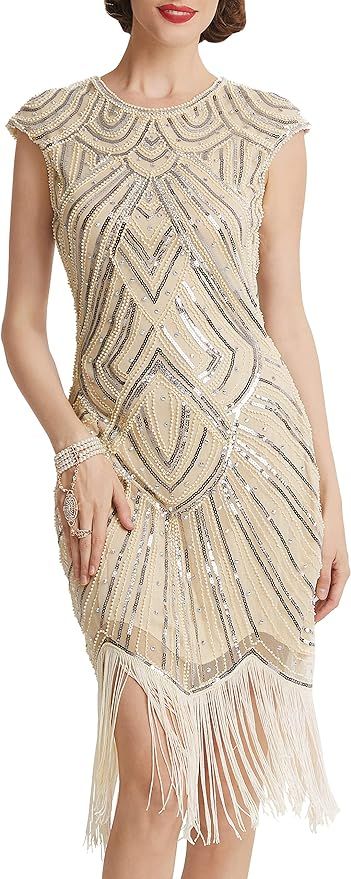BABEYOND Women's Flapper Dresses 1920s Beaded Fringed Great Gatsby Dress | Amazon (US)