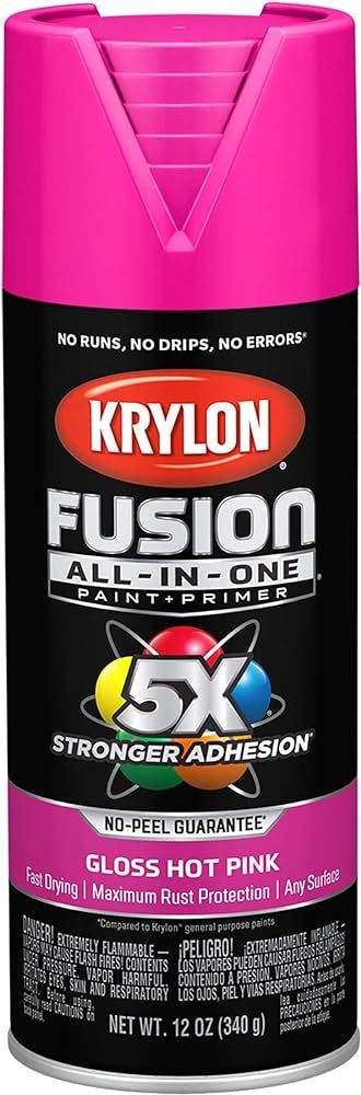 Krylon K02708007 Fusion All-In-One Spray Paint for Indoor/Outdoor Use, Gloss Hot Pink 12 Ounce (P... | Amazon (US)