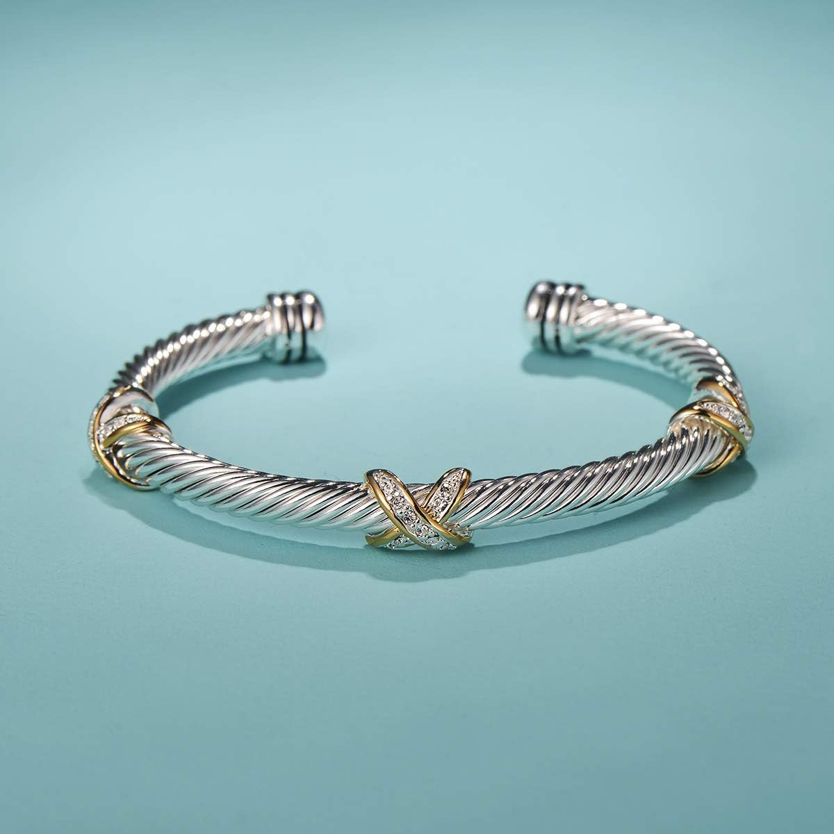 UNY Bracelet Designer Brand Inspired Antique Women Jewelry Cross Cable Wire Bangle Christmas Day ... | Amazon (US)