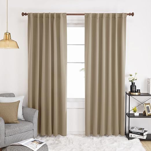 Deconovo Solid Rod Pocket and Back Tab Curtains, Room Darkening Panels, Thermal Insulated Blackou... | Amazon (US)