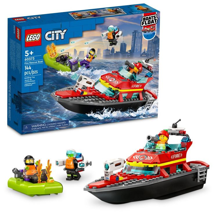 LEGO City Fire Rescue Boat 60373 Building Toy Set | Target