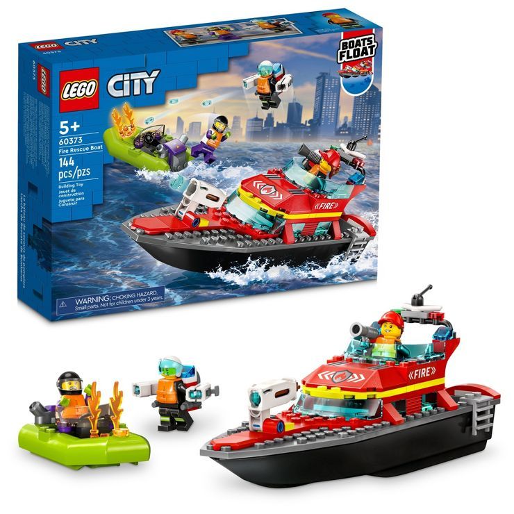 LEGO City Fire Rescue Boat 60373 Building Toy Set | Target