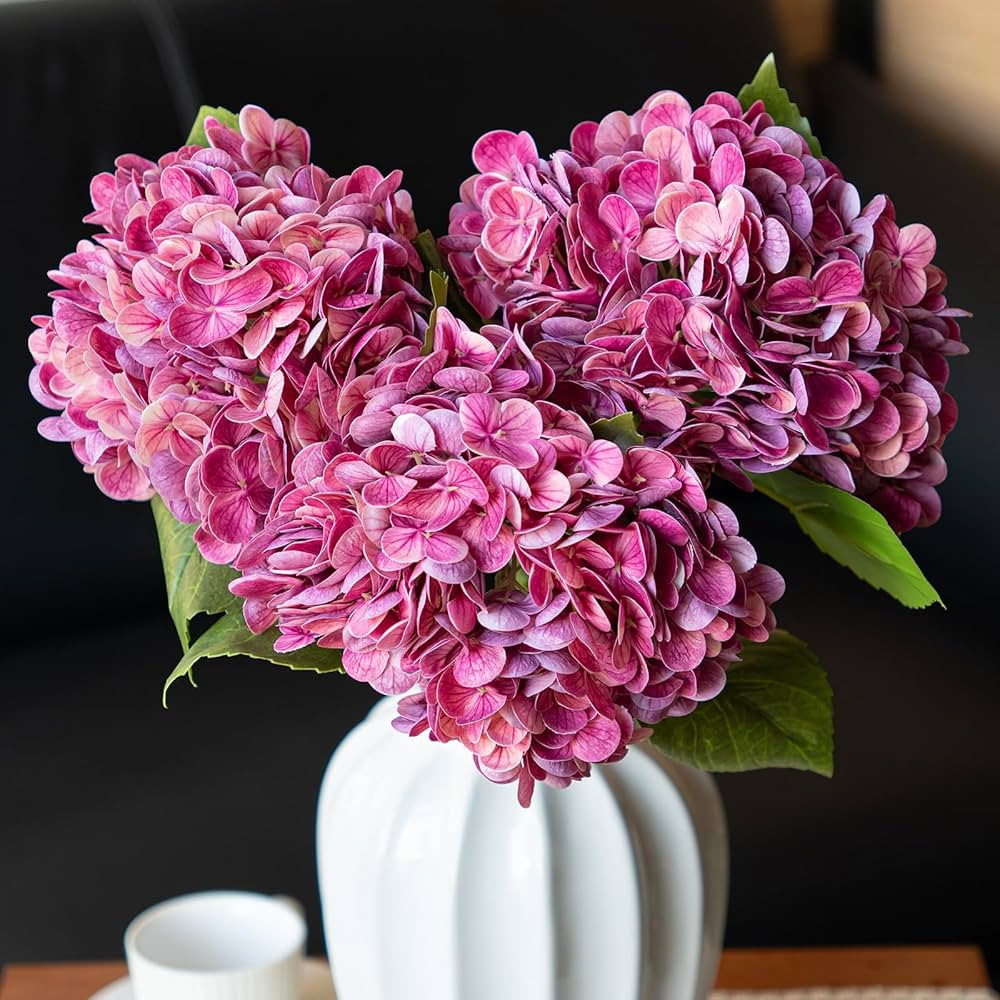 3PCS 22 inch Realistic Artificial Hydrangea Large Real Touch Flowers Artificial Flowers Dry Flowe... | Amazon (US)