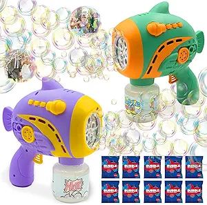 2 Pack Continuous Bubble Gun Kids Toys, Automatic Bubble Machine with 360°Leak-Proof Design,1000... | Amazon (US)