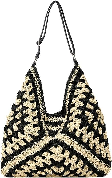 Straw Hobo Bags for Women Vintage Shoulder Bag Everything Tote Bag Designer Beach Bag Holiday Wor... | Amazon (US)