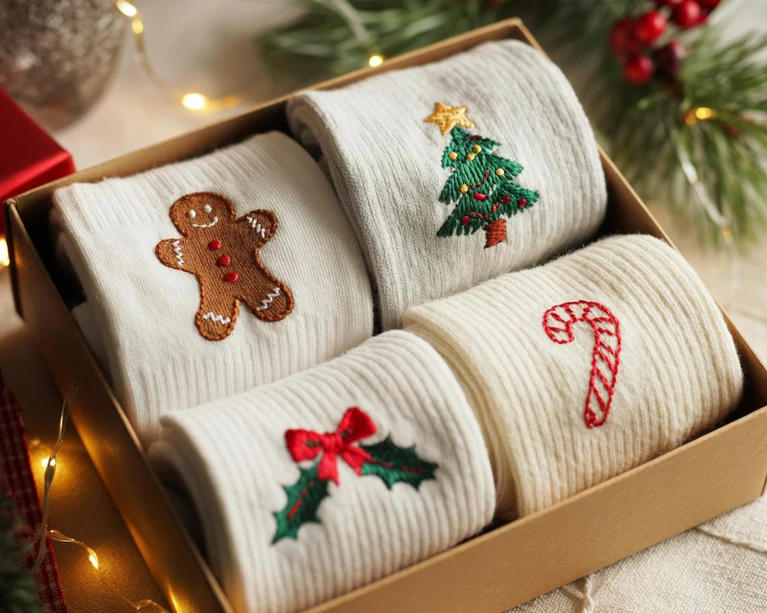 Personalized Embroidered Christmas Socks – Personalized Holiday Socks, Custom Handmade Gift, Co... | Etsy (US)