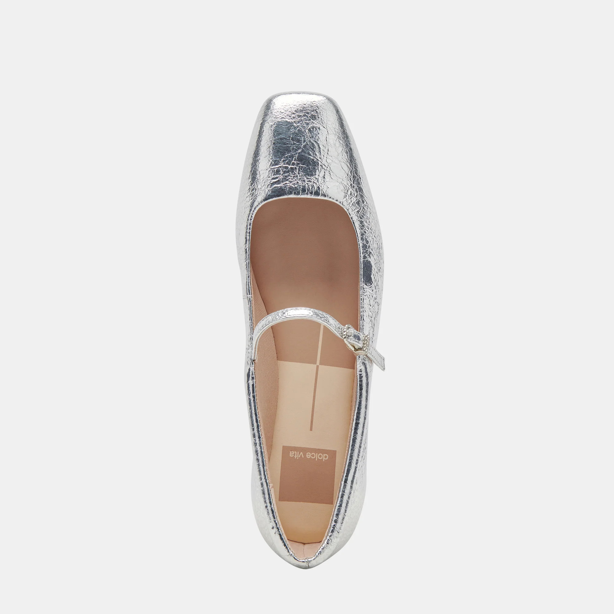 Reyes Ballet Flats Silver Distressed Leather | Silver Ballet Flats | DolceVita.com