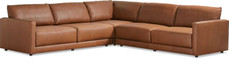 Gather Leather 3-Piece Sectional + Reviews | Crate & Barrel | Crate & Barrel