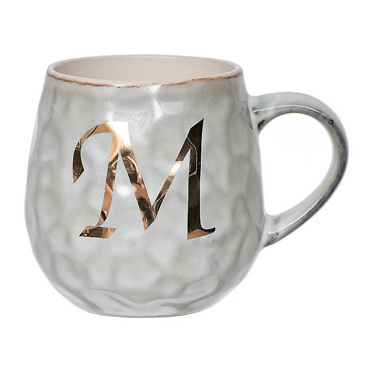 New! Gold and Blue Mist Monogram M Mug | Kirkland's Home