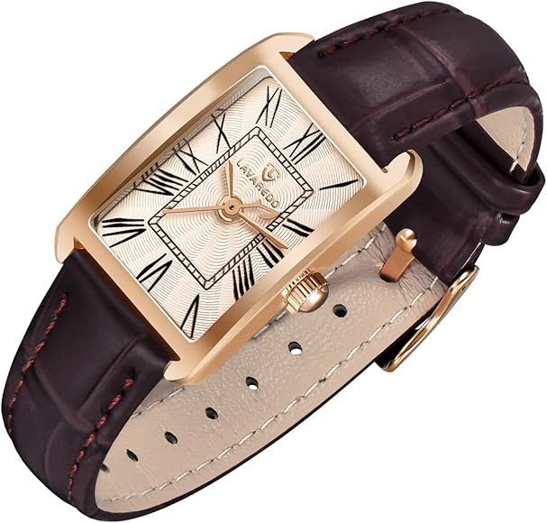 Women's Leather Strap Watch Dainty Elegant Womens Watches Classic Vintage Retro Square Ladies Qua... | Amazon (US)