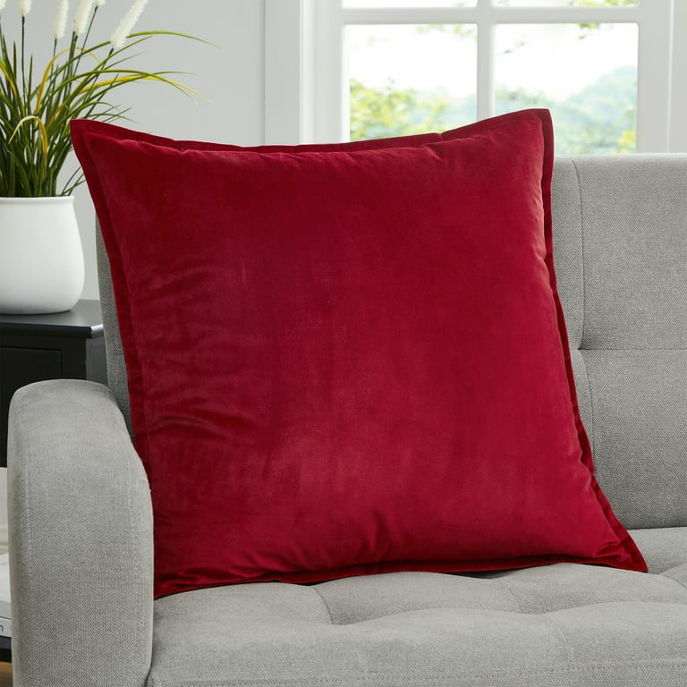 Better Homes & Gardens 20" x 20" Reversible Red Velvet Holiday Decorative Pillow | Walmart (US)