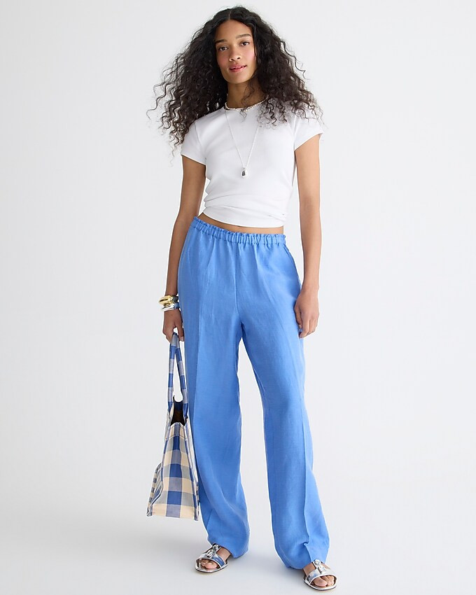 Pull-on full-length pant in Chelsea linen-cupro blend | J. Crew US