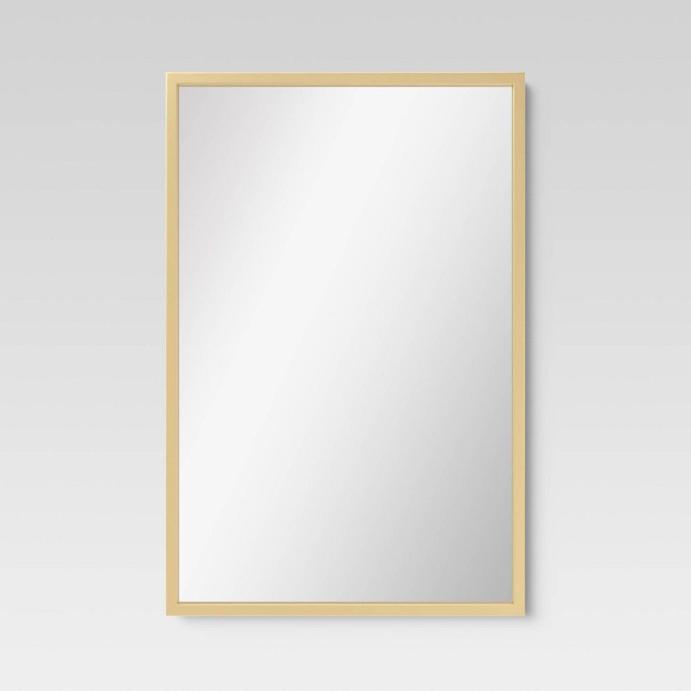 20"" x 30"" Rectangle Metal Wall Mirror Brass - Threshold | Target