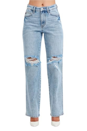 Judy Blue High Rise Rigid Magic 90's Straight Jeans (US, Numeric, 15, Regular, Regular, Blue) | Amazon (US)