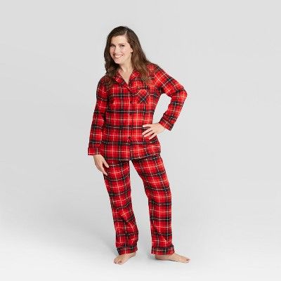 Women's Plaid Holiday Notch Collar Pajama Set - Wondershop™ Red | Target