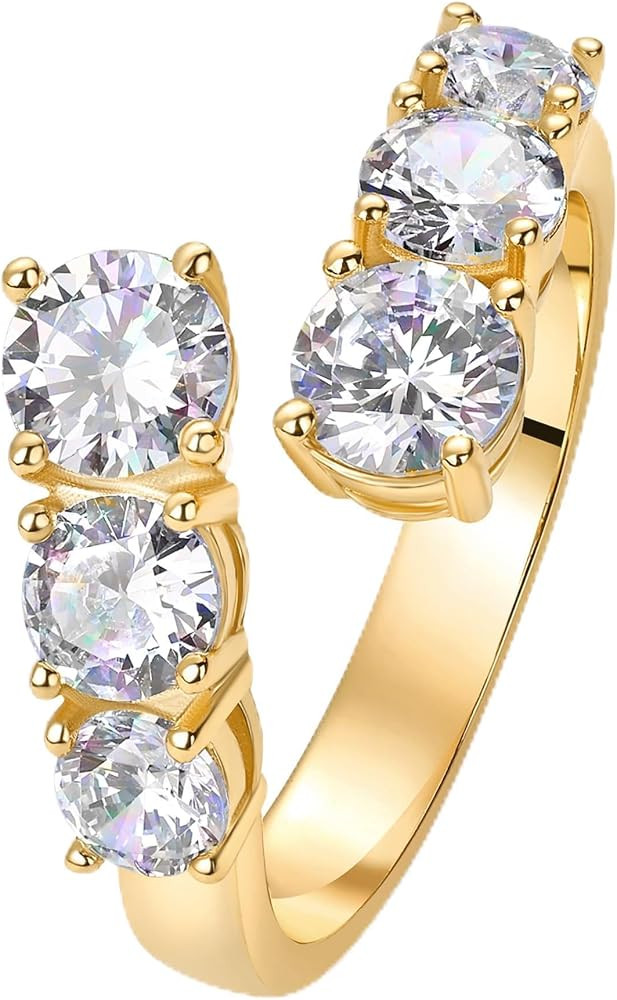 PAVOI 14K Gold Plated Cubic Zirconia Crossover Chunky Eternity Ring for Women | Open Twist Stacka... | Amazon (US)