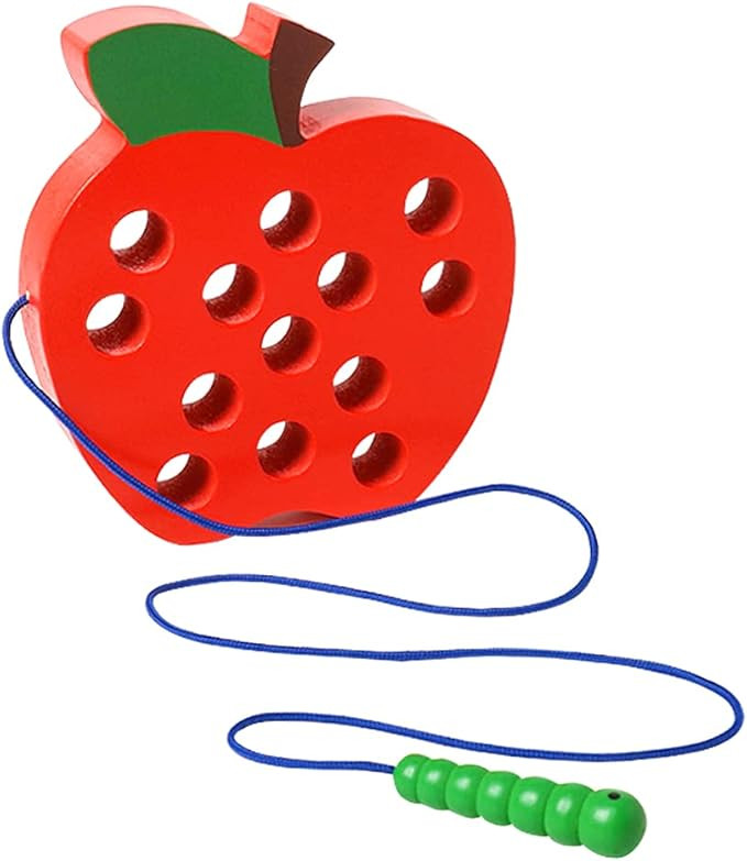 Lacing Toys for Toddlers 1-3,Wooden Threading Apple Baby Travel Toys,Montessori Education Sensory... | Amazon (US)