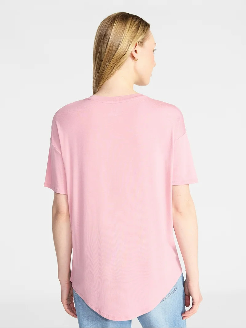 Time and Tru Women's Tunic Tee with Short Sleeves, Sizes XS-XXXL | Walmart (US)