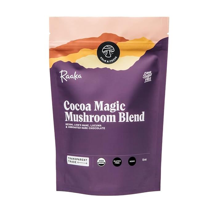 Raaka Chocolate Cocoa Magic Mushroom Blend with Lion’s Mane, Reishi and Lucuma | Gourmet Adapto... | Amazon (US)