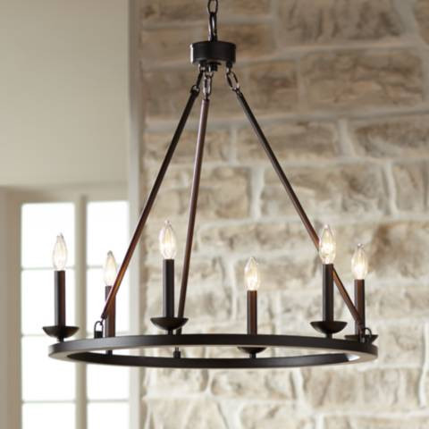 Myland 27" Wide Bronze Metal 6-Light Chandelier | LampsPlus.com
