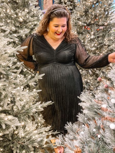 The prettiest black dress for the holidays! Think holiday or NYE party—I’m wearing a size 20, runs TTS! 

#LTKparties #LTKplussize #LTKHoliday