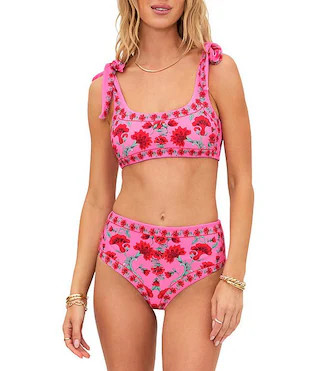 Beach Riot Avalon Floral Tie Shoulder Bandeau Swim Top & Floral High Waisted Bottom | Dillard's | Dillard's