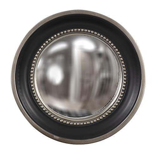 Howard Elliott Collection Patterson Convex Round Hanging Accent Wall Mirror, Matte Black and Silver Leaf, for Bedroom Entrway or Any Room, 16 Inch | Amazon (US)