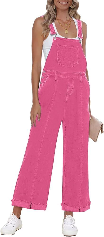 Vetinee Womens Overalls Denim Loose Fit Wide Leg Bib Stretch Baggy Jeans Jumpsuit Y2K Comfy | Amazon (US)