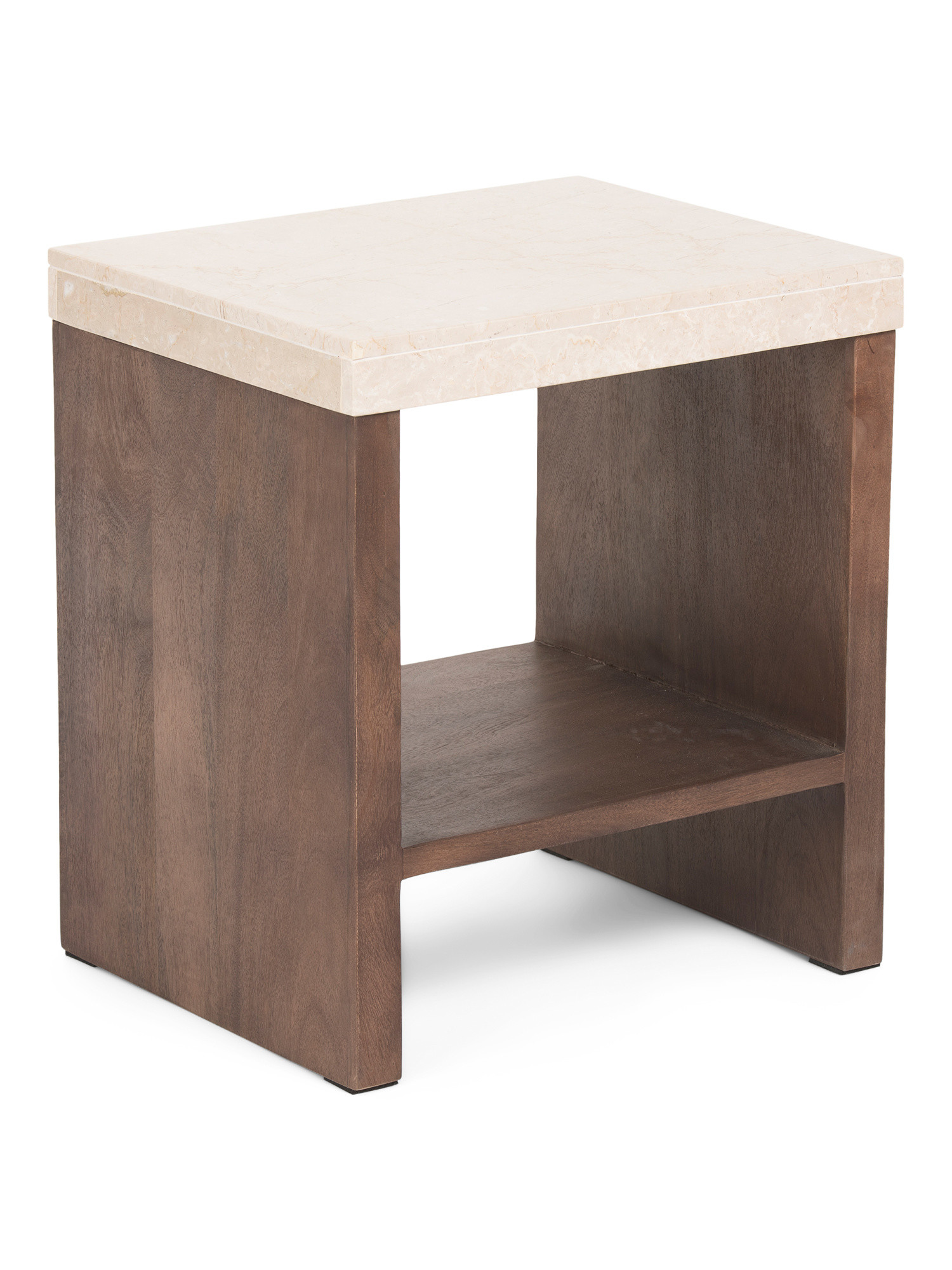 22x20x16 Marble Top Wood Side Table With Lower Shelf | TJ Maxx