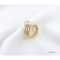 Pink Pearl Ring On Gold Band/Real Pearl, Genuine Statement Ring, Shiny Thin | Etsy (US)