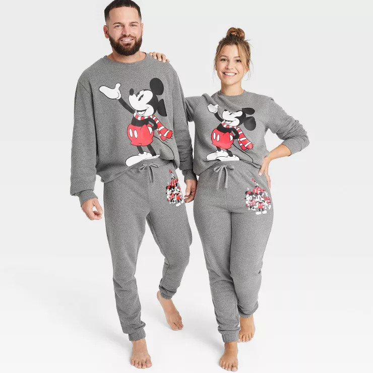 Adult Disney Mickey Mouse Graphic Jogger Pants - Charcoal Gray | Target