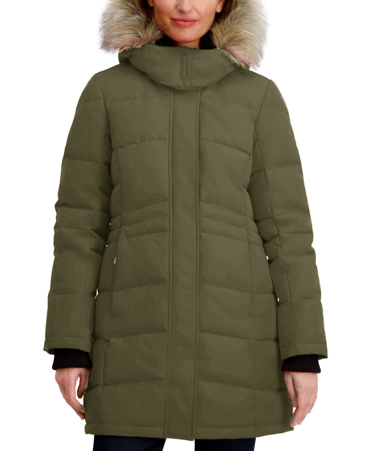 Nautica Women's Hooded Puffer Coat - Dark Olive Green | Macy's