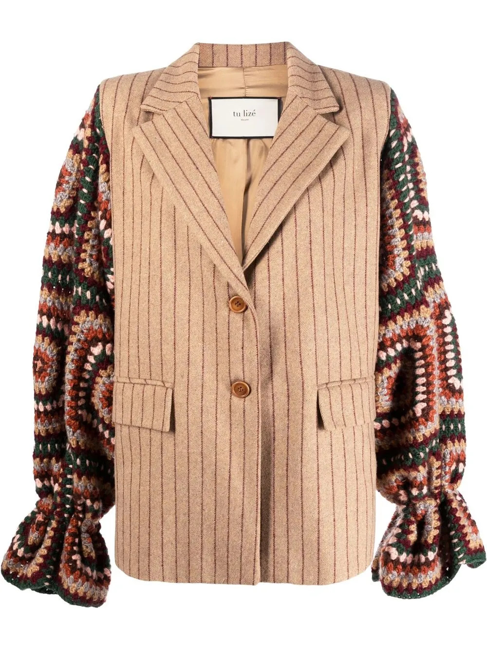 TU LIZE' crochet-knit buttoned-up Blazer - Farfetch | Farfetch Global