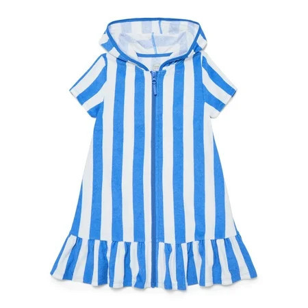Wonder Nation Girls Terry Towel Swimsuit Coverup Dress with UPF 50+ Sizes 4-18 & Plus | Walmart (US)