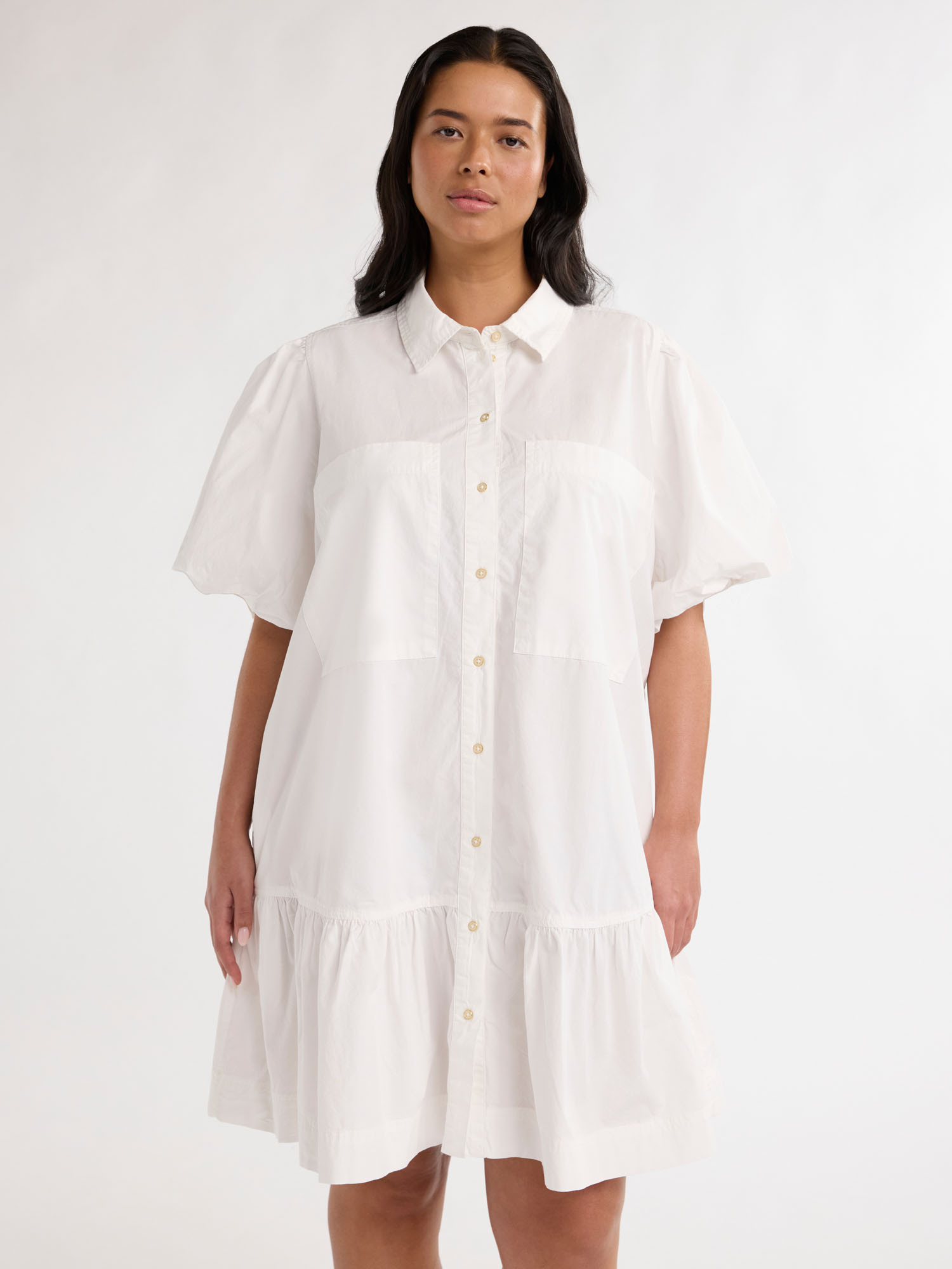 Free Assembly Women’s and Women's Plus Cotton Ruffle Mini Dress with Puff Sleeves, Sizes XS-4X | Walmart (US)