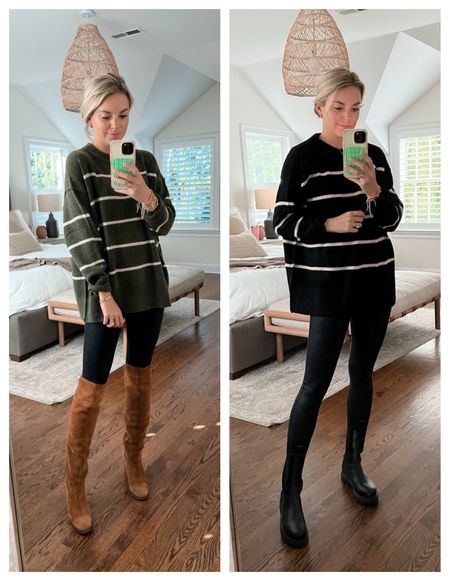 Cozy striped sweater for fall // several colors and I went size small 

•brown boots are super old from River Island 
•leggings, size small, 10% off with code KENDALLXSPANX 


#LTKSale 

#LTKSeasonal #LTKfindsunder50